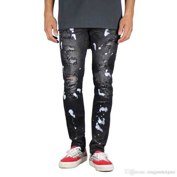 

style pocket button solid color homme clothing new casual apparel mens hole designer summer jeans fashion, Blue