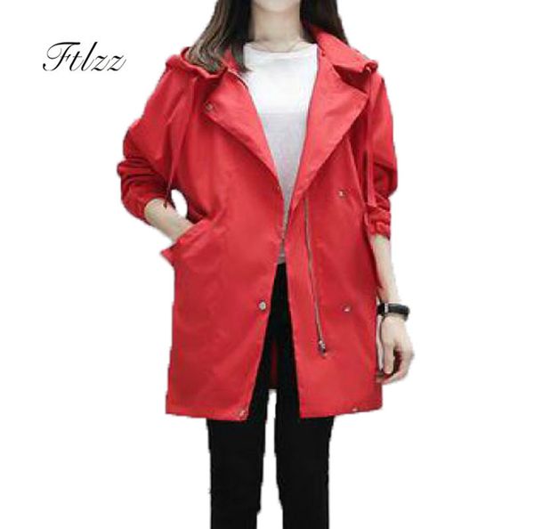 

new women's trench coats 2019 spring autumn medium long red harajuku windbreaker female loose overcoat casaco feminino, Tan;black