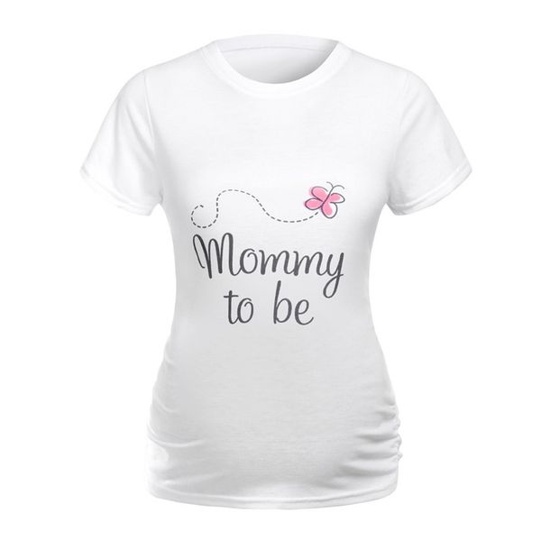 

women maternity short sleeve letter print t-shirt pregnancy clothes for pregnant women breastfeeding e1, White