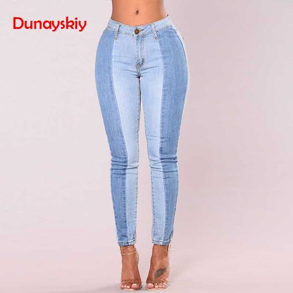 

fashion jeans womens patchwork blue color pencil denim pants female high waist skinny push up jean spring and autumn 2019