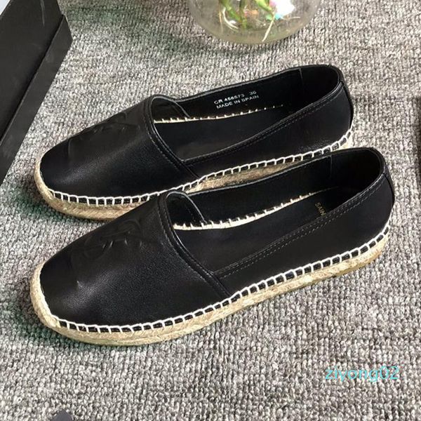 

new women monogram espadrilles in leather luxury designer shoes women fisherman shoes women casual shoes fashion casual z02, Black
