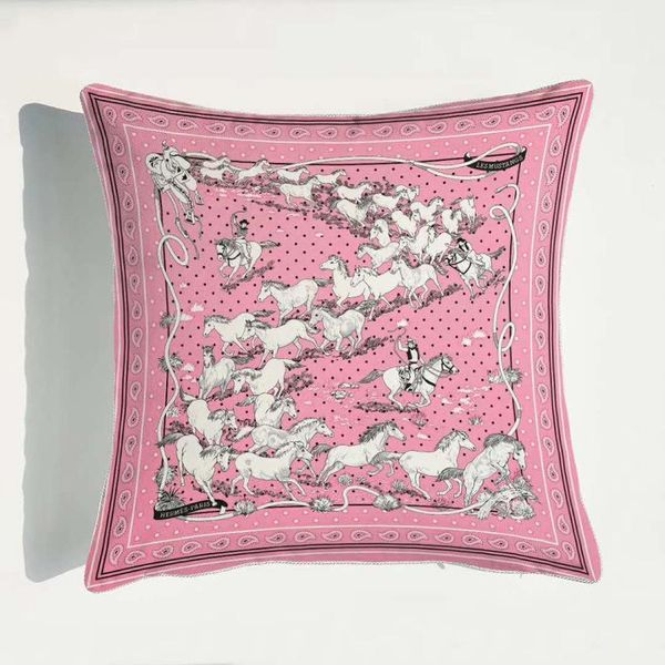 

throw home ofiice l decor *women almofada cushion cover pink romantic gift love horse velvet pillowcase