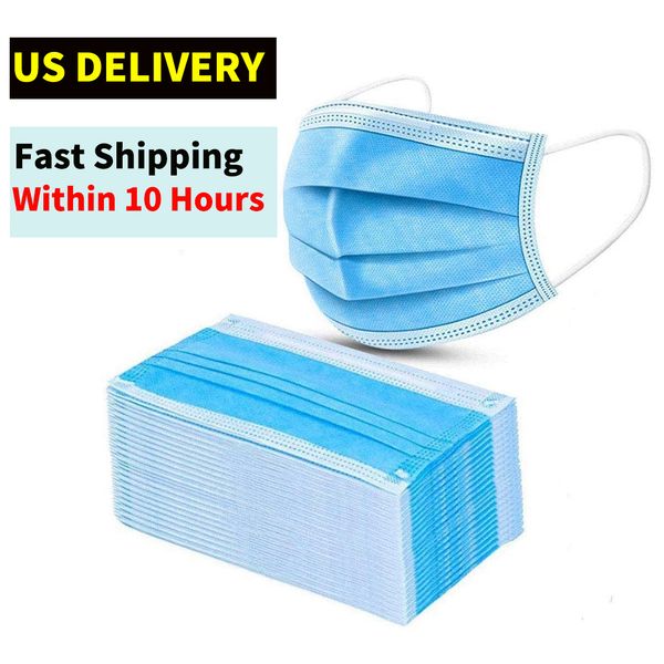 

(США Внутренние поставки) Одноразовая маска, 3-слойный Нетканые лица Рот Крышка для защиты Унисекс