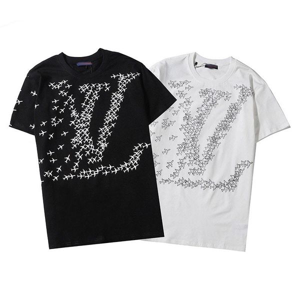 

wholesale european fashion men's designer t-shirt black and white men's casual round neck short sleeves, White;black