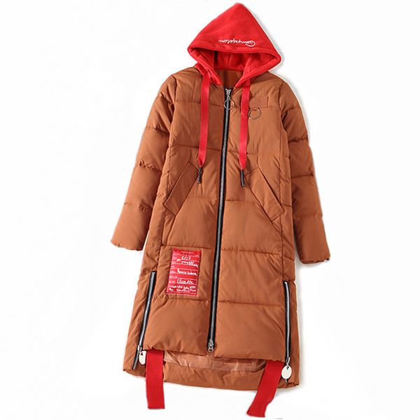 

women's 2020 winter down cotton coat women new korean warm mid-length parkas mujer hooded straight padded cothing women z857, Black