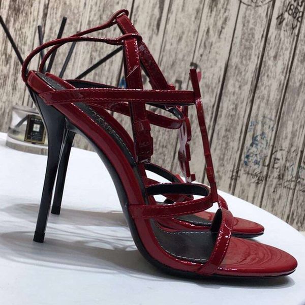 

designer women colorful heels sandals t-strap high-heeled pumps ladies patent leather dress single shoes fashion designe, Black