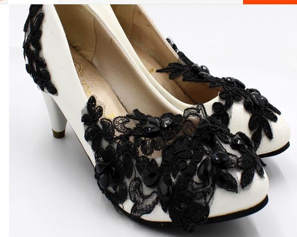 

2019 lace women's shoes in spring and autumn with new style flat bottom and fine heel shoes heel 3cm ,5cm, 8cm @29, Black