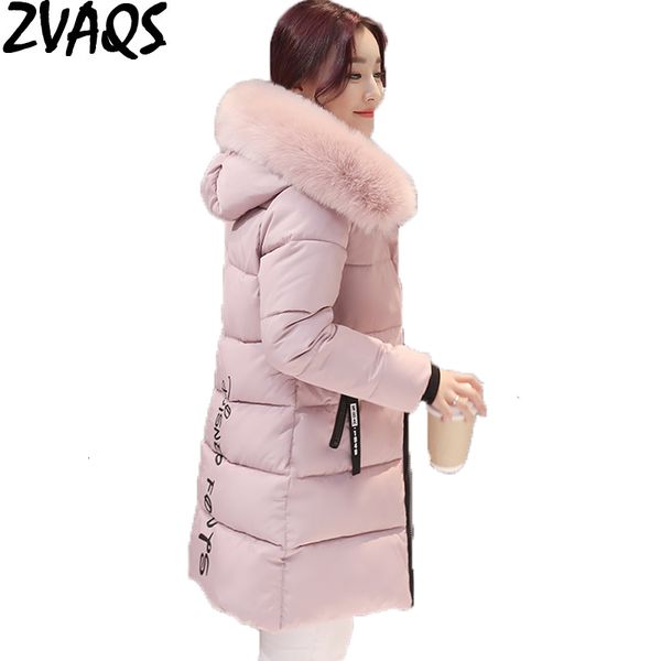

2018 new large fur collar winter coats women letter slim thick warm cotton parkas medium-long hood coat female winter st159 y190926, Black;white