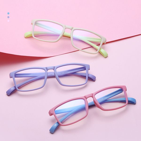 

2020 new tr90 children's anti-blue light glasses boys and girls bi-color flat light goggles full frame computer mirror, White;black