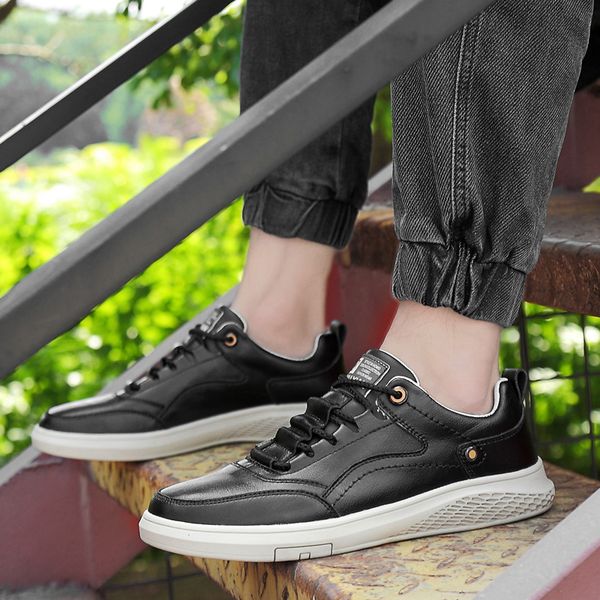 

handmade sewing fashion men casual genuine leather shoes moccasins flats driving shoes loafers lace up non-slip male, Black