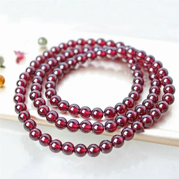 

7mm genuine natural wine red garnet gemstone crystal round bead stretch bracelets for women, Golden;silver