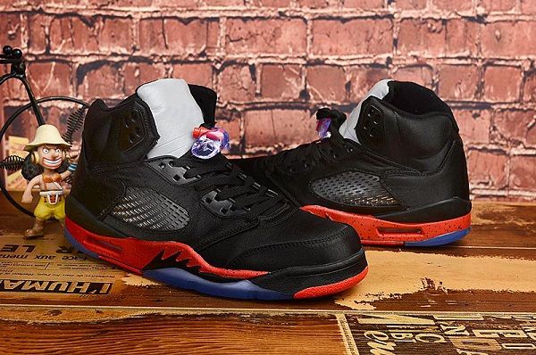 

2019 5 satin bred basketball shoes men women black university red sports shoes