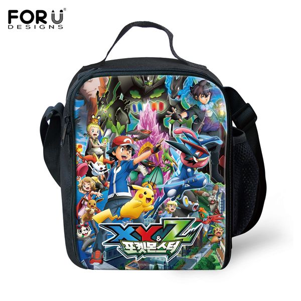 

forudesigns kids portable lunch bag anime prints cartoon picnic bag for boys thermal lunch box cooler insulated bags, Blue;pink