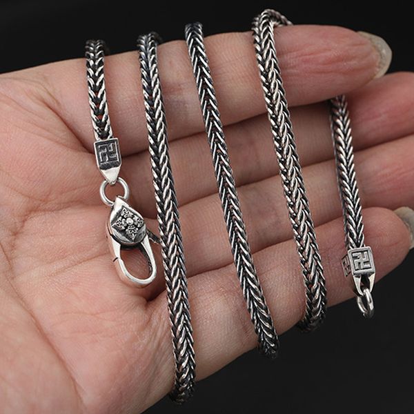 

100% 925 sterling silver tibetan dorje symbol chain necklaces thai silver buddhist vajra symbol necklace wanzi good luck