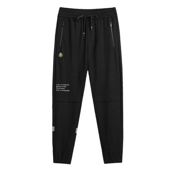 

men's streetwear pants trousers casual pure color sweatpants plus size pocket elastic belts loose sports sweatpants herrenhosen, Black