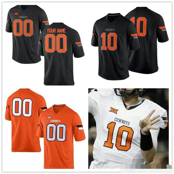

Custom Oklahoma State Cowboys College Football black orange white Stitched Any Name Number 1 Jalen McCleskey 5 Justice Hill Jerseys S-4XL
