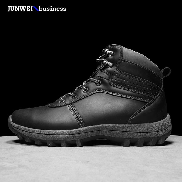 

size big 48 men boots outdoor lace up high casual fahsion men ankle boots young gentleman leather for shoes l4, Black