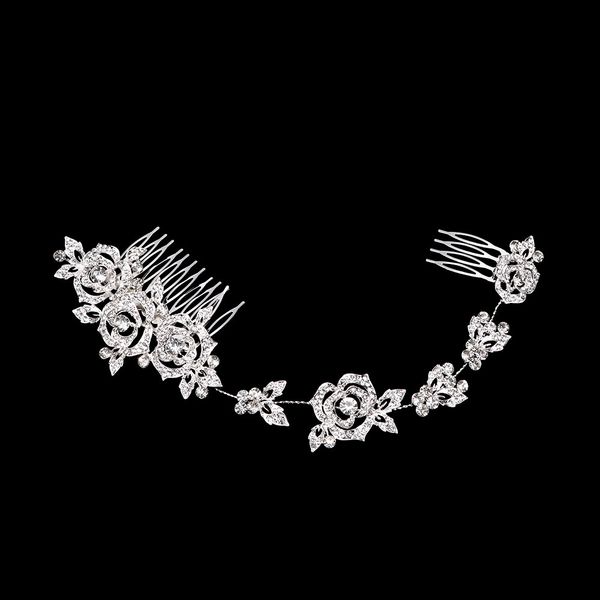 

1 pcs creative design romantic jewelry bridal head accessories long handmade hair combs wedding tiara austrian sliver flowers, Golden;white