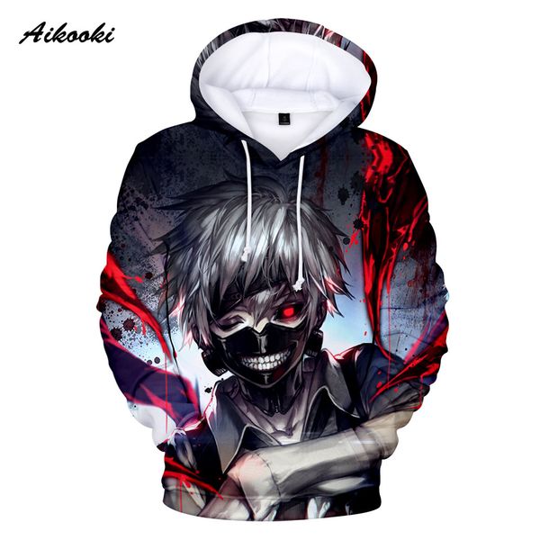 

new 3d tokyo ghoul hoodies sweatshirts men / women hooded 3d print anime autumn hoody fashion cotton polluver streetwear, Black