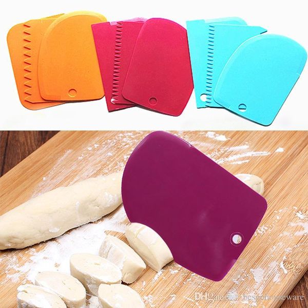 

diy cream scraper set colorful multifunctional cake tools 3pcs set scraper kitchen plastic cream irregular teeth edge scraper bh0456 tqq