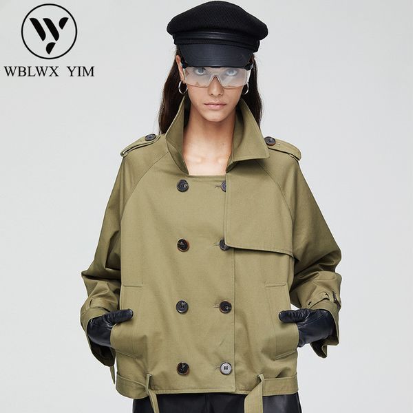 

fashion short trench coat women classic double breasted tooling trench coat female spring autumn casual outerwear, Tan;black