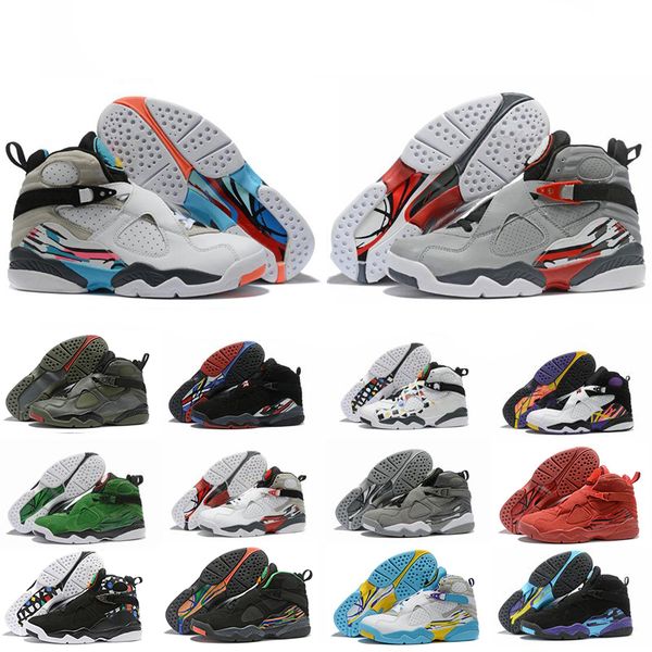 

jumpman men basketball shoes 8 8s valentines day aqua south beach chrome reflective bugs bunny raid playoff mens trainer sports sneakers, White;red