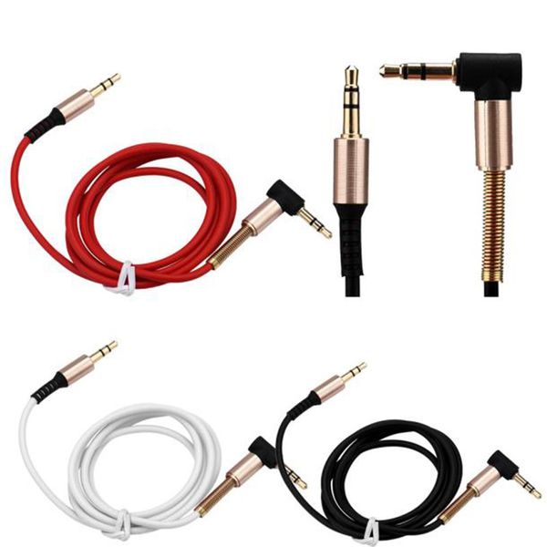 

50pcs 1m 3.5mm car aux auxiliary cord stereo audio cable elbow line braided wire male to male cables