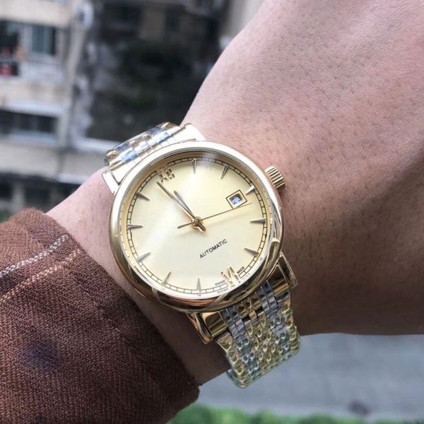 

mens for stainless 42mm valentine dial full steel band watches automatic wristwatches mechanical men 316 gift watch bpgtv, Slivery;brown