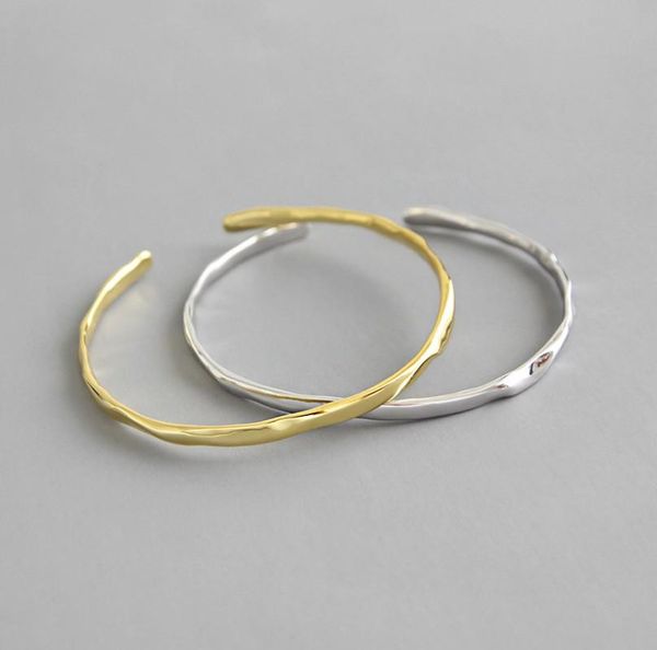 

vintage 925 sterling silver charm bracelets bangles minimalism concave open cuff bangle friendship bracelets fashion jewelry, Black