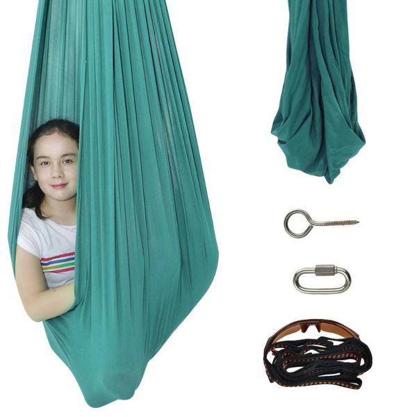 

resistance bands green hammock indoor therapy swing for kids with special needs lycra snuggle cuddle children 80*120cm