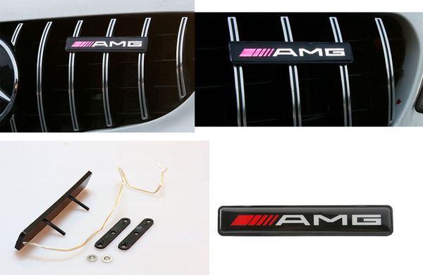 

car amg grill led badge for mercedes-benz metal front grilles auto emblem sticker
