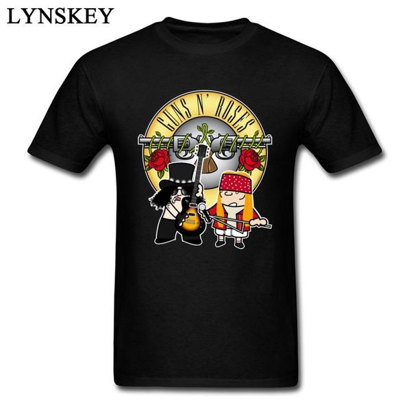 

novelty guns n roses cartoon design t-shirts for male short sleeve tshirt men funky rock & roll tees funny, White;black
