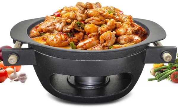 

commercial bullfrog pot spicy dry pot non-sticking pan barbecue grill 093