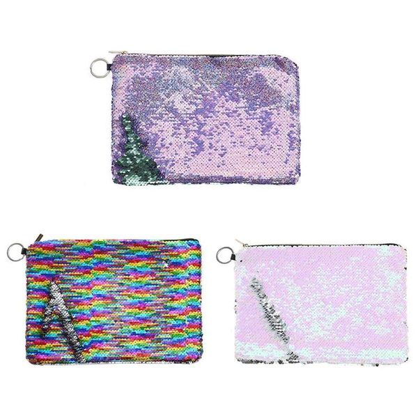 

women sequins clutch cosmetics storage bag student travel pen makeup bags