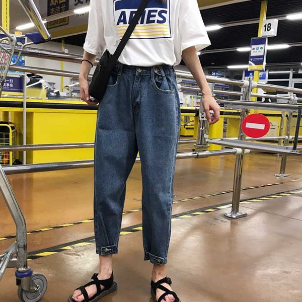 

4xl plus big size jeans panty women spring winter autumn 2019 feminina thin thighs denim pants female f0367, Blue