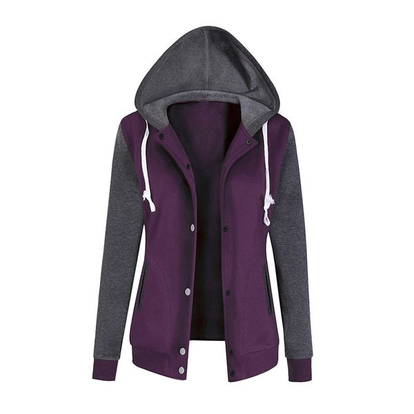 

jaycosin fashion ladies solid long sleeve sweatshirt chic casual elegant baseball sport comfortable chic hooded pullover, Black