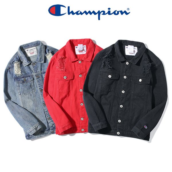

champion luxury men denim jacket designer boutique comfortable denim jacket leisure fashion coat europe america selling jacket, Black;brown