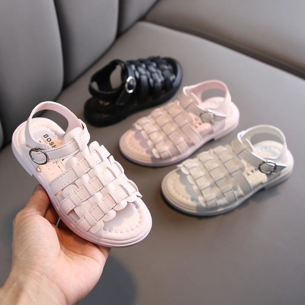 

summer toddler kids baby girls shoes princess shoes open toe solid casual sandals cute comfortable kis girls, Black;red