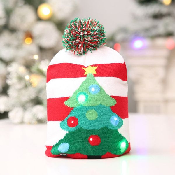 

christmas decorating led lights knitted christmas hats tree