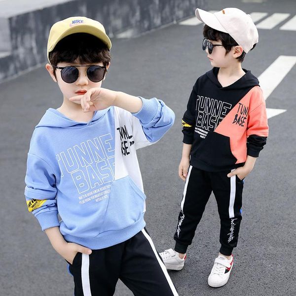 

личность косые колющие письма с капюшоном свитер хлопка весна осень детская одежда длинные рукава диких мальчиков одежды, Black