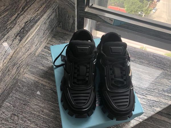 

high mens designer cloudbust thunder genuine leather rubber sole popular style luxury italian sport shoes sneaker designer s01, Black