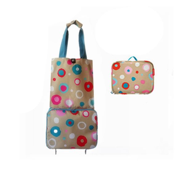 

durable multifunction travel pull cart shopping bag foldable portable with handle stretching on wheels tug package organizer