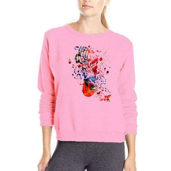

colorful music hoodies new arrival fashion sweatshirt comfortable cotton hoody women casual outwear soft clothes loose hoodie, Black