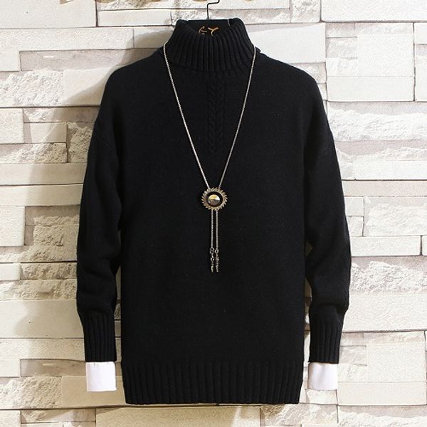 

fashion- winter thick warm cashmere sweater men turtleneck men's pullovers casual mens christmas sweaters, White;black