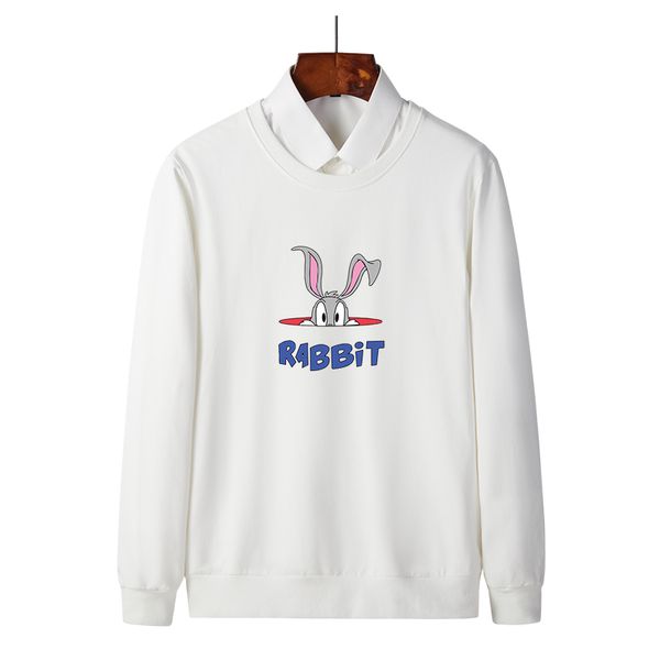 

мужчины женщины дизайнер толстовка мода транд сплошной цвет топы мультфильм кролик печати одежда мужчины женщины толстовки 3 цвета оптовая, Black