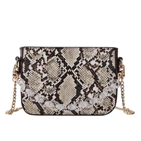 

women's hasp pearl serpentine chains crossbody bags ladies animal pattern slung shoulder bag female casual zipper messenger bags