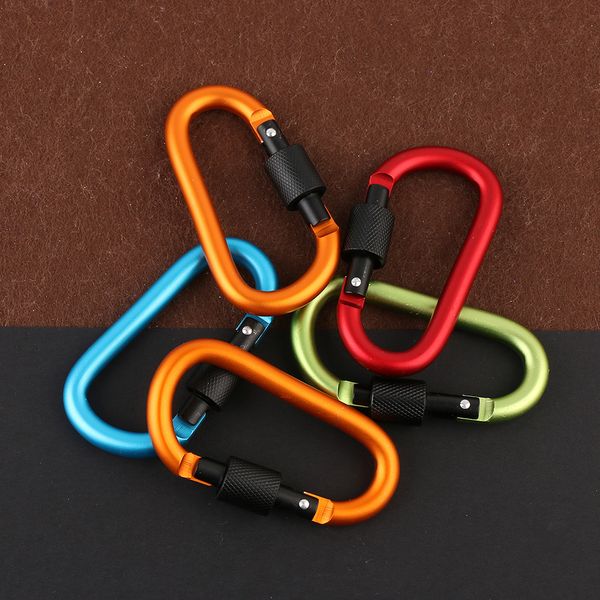

random color aluminum alloy carabiner d ring key chain clip snap keyring hook travel kit travel accessories, Black