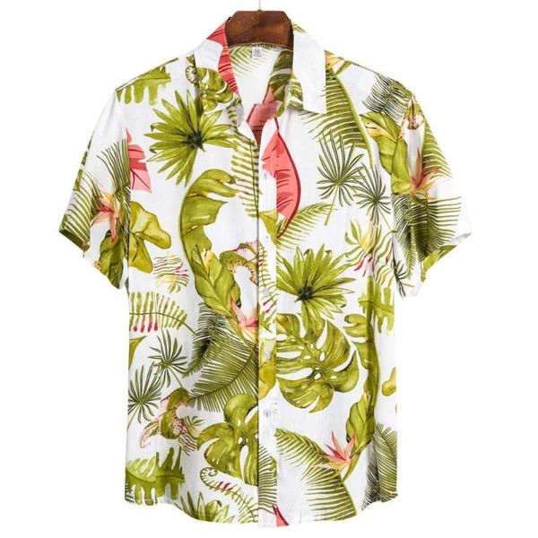 

2020 new summer mens short sleeve beach hawaiian shirts cotton casual floral hawaii shirts regular plus size 3xl male fashion 2#, White;black