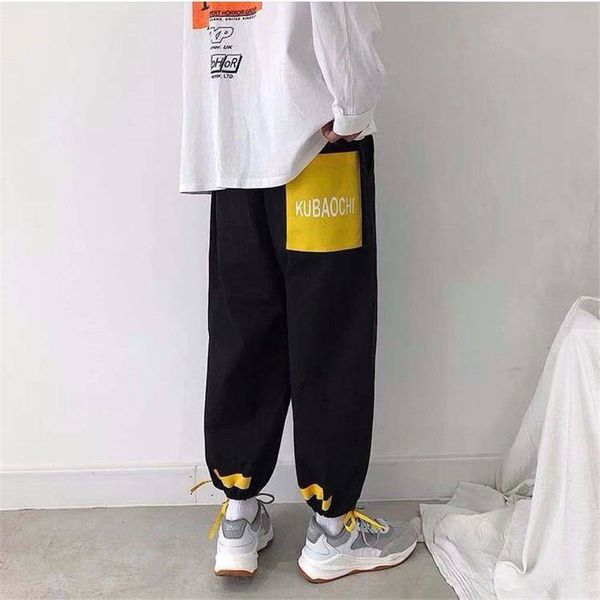 

streetwear men harem jogger pants men cotton trousers male loose casual long pants high street hip hop japanese style, Black