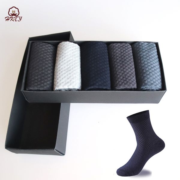 

men's bamboo fiber socks brand new business antibacterial deodorant breathable men's stockings 5 pairs / double, Black
